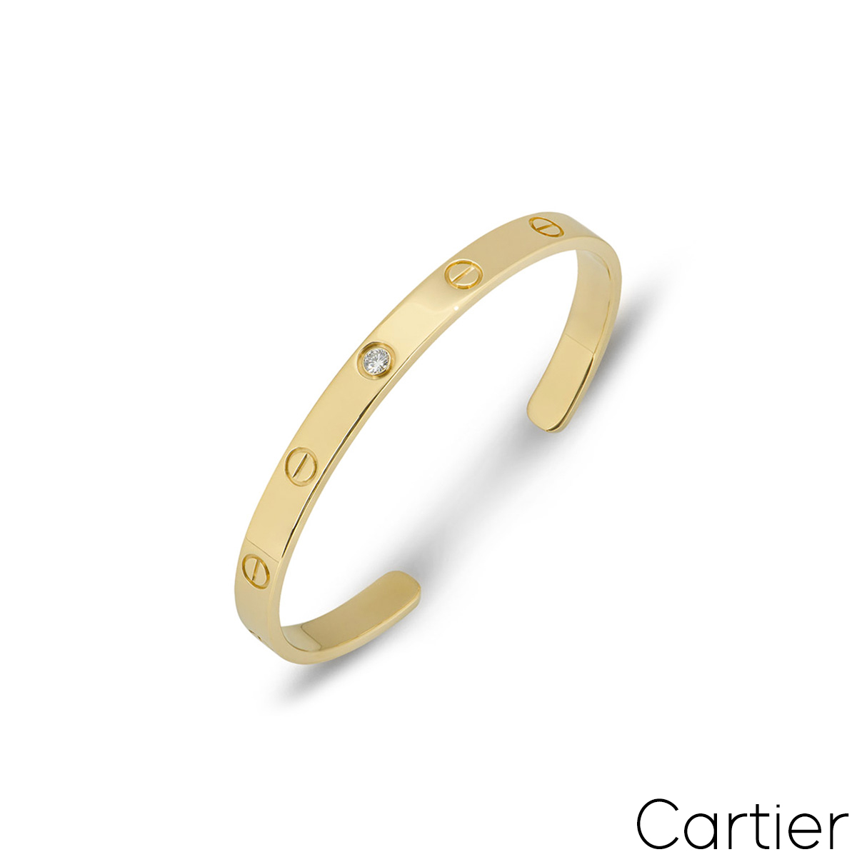 Cartier Yellow Gold Diamond Cuff Love Bracelet Size 16 B6029816